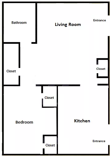 Floor plan of one bedroom