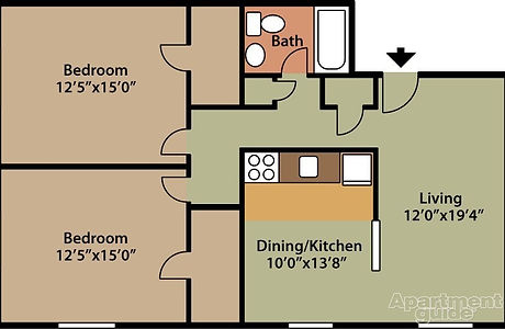 Layout of a two bedroom