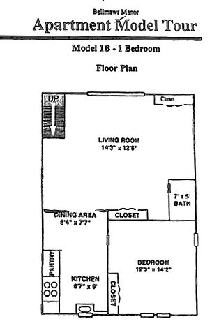Floor plan of Model 1B Apartment